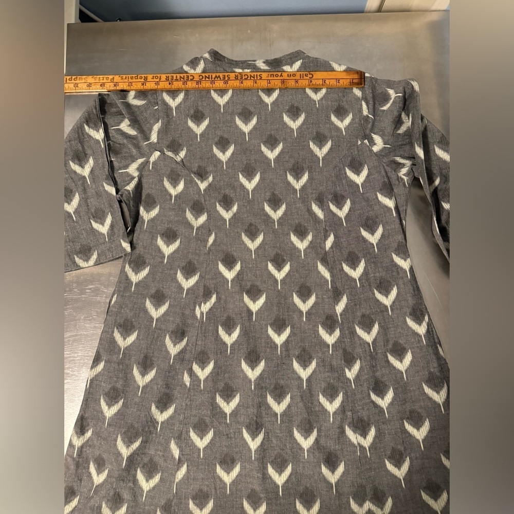 Utsa Grey Ikat Floral A-Line Kurta - Picture 9 of 13